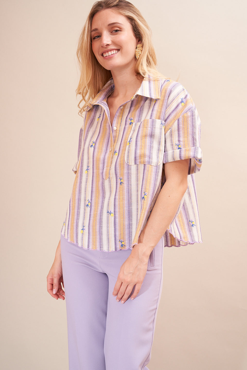 Chemise Liouba Rayée Violet - Image 1