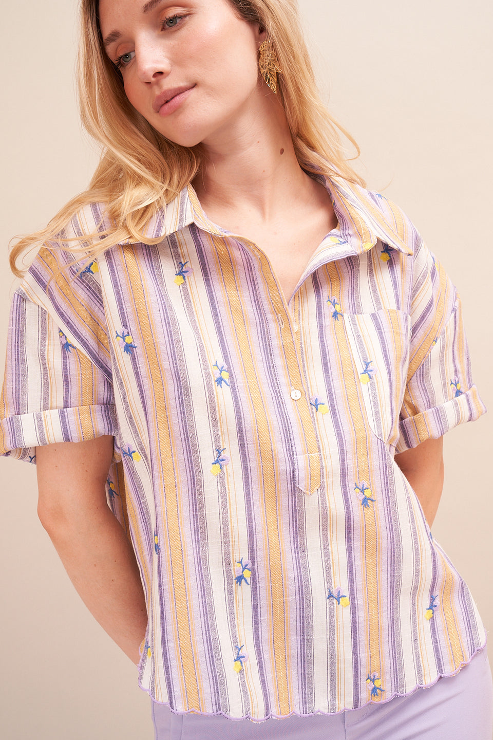 Chemise Liouba Rayée Violet - Image 4