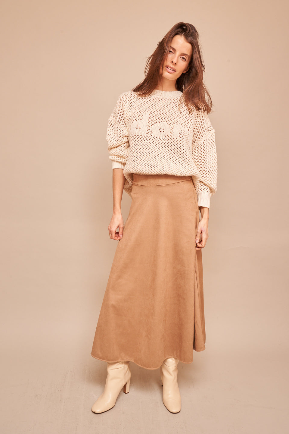 Jupe ILVA 19122 Daim Beige - Image 2