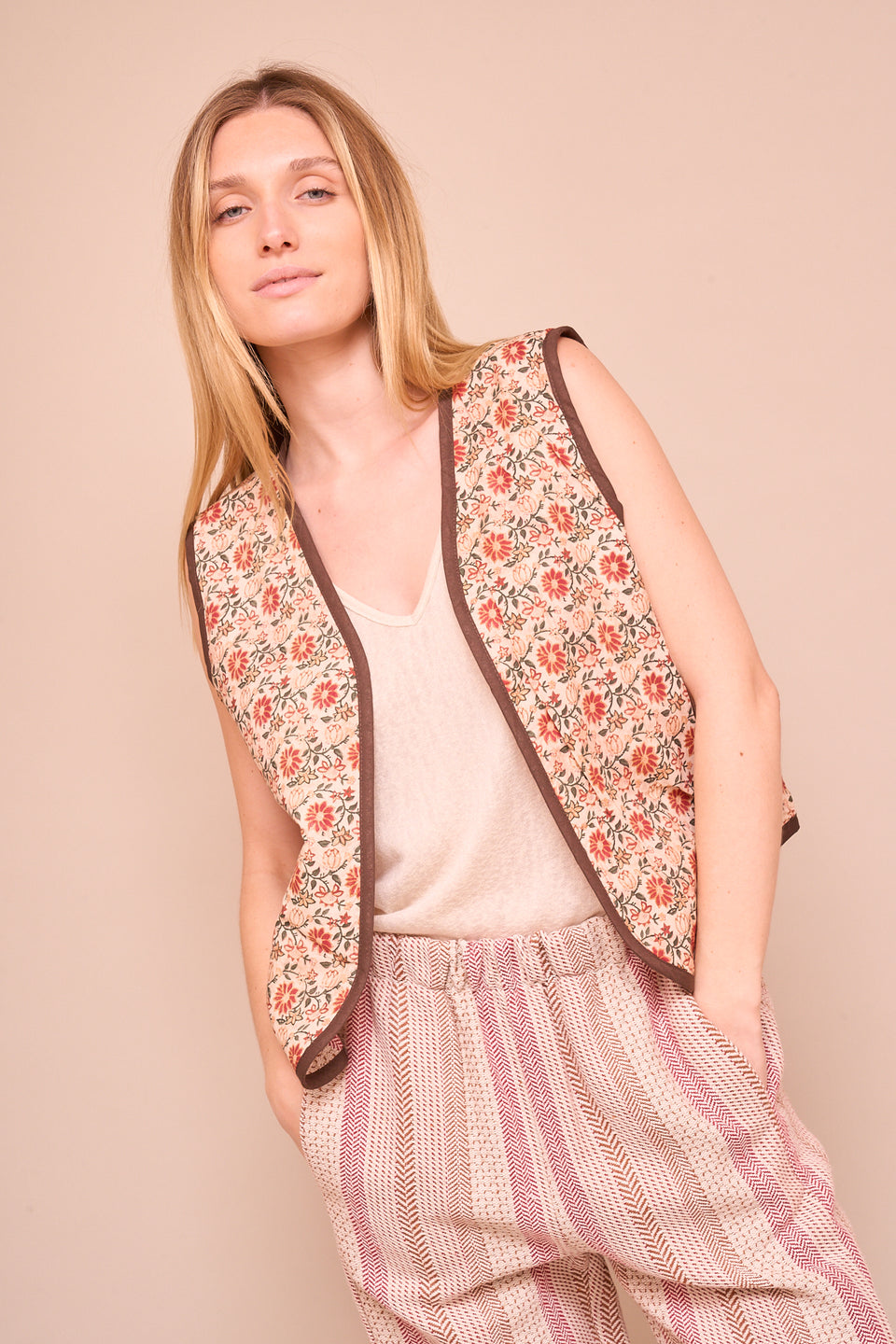 Gilet ILVA 50012 Rayé Rouge - Image 1