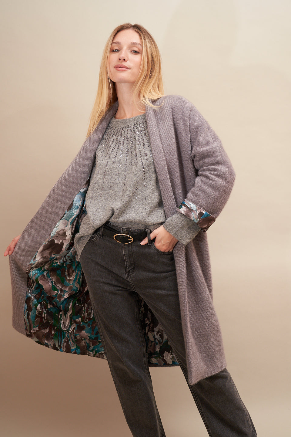 Manteau Sarah miel Gris - Image 2