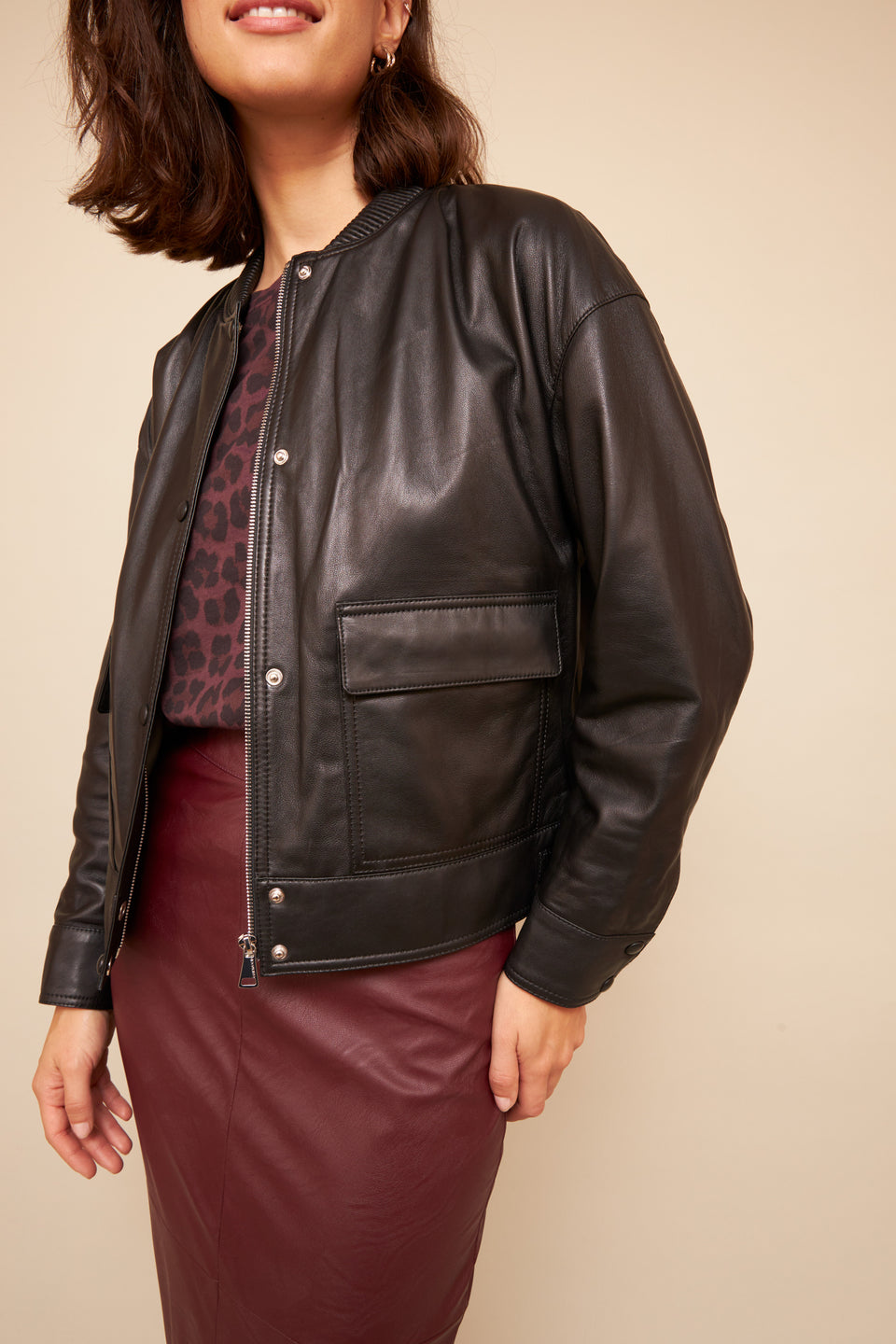 Blouson Cuir Maven Noir - Image 2