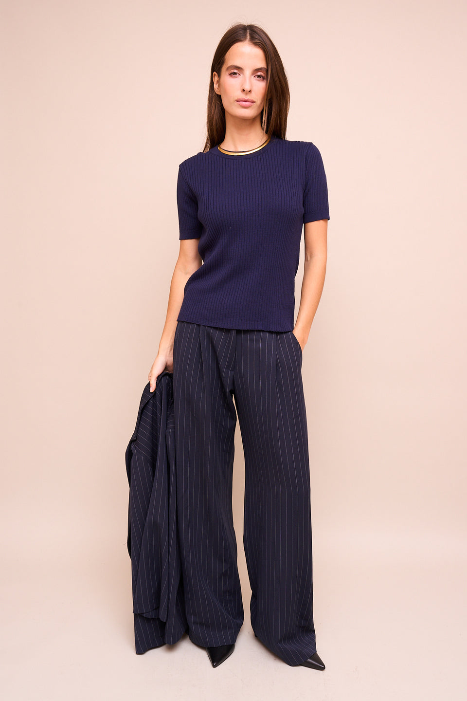 Pantalon FREDERIC Marine rayé - Image 1