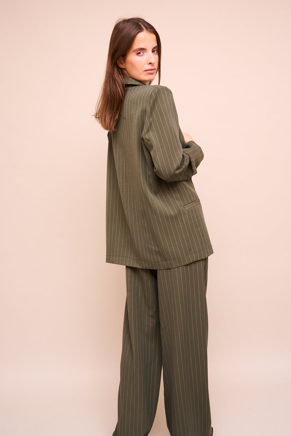 Blazer Beatrice Kaki rayé - Image 4