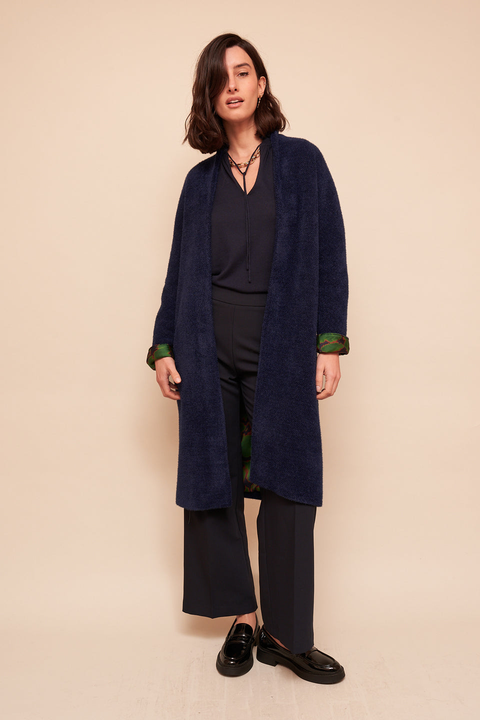 Manteau Sarah Miel Marine - Image 2