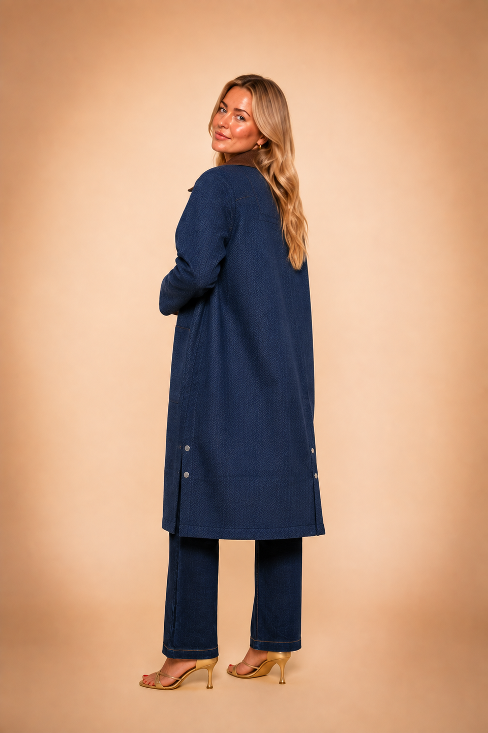 Manteau Nelia Chevron Bleu - Image 4