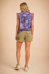Haut Olie Rayure Violette