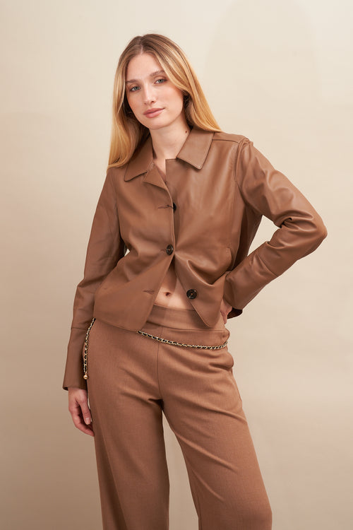 Veste cuir Lexia Café