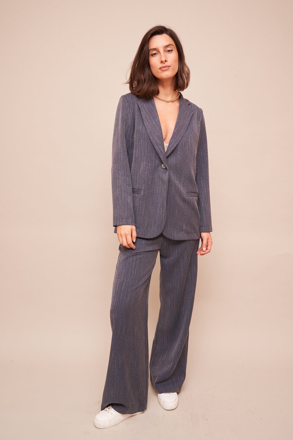 Blazer Greta Rayé Bleu - Image 6