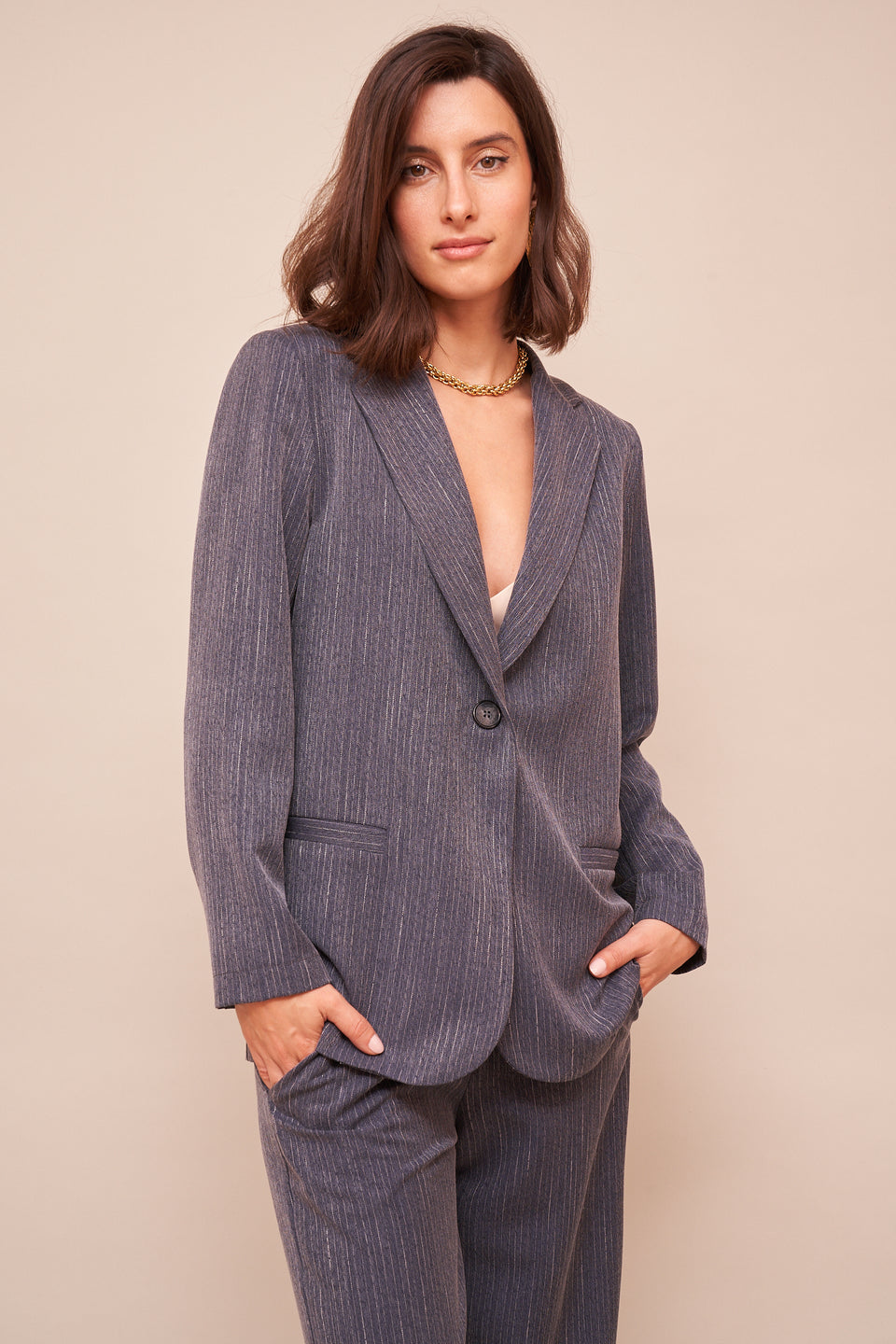 Blazer Greta Rayé Bleu - Image 1