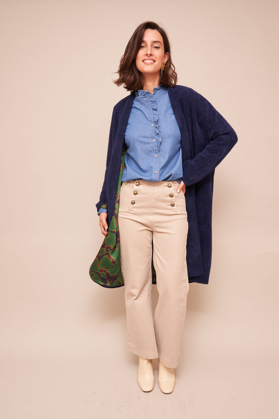 Manteau Sarah miel Marine - Image 6