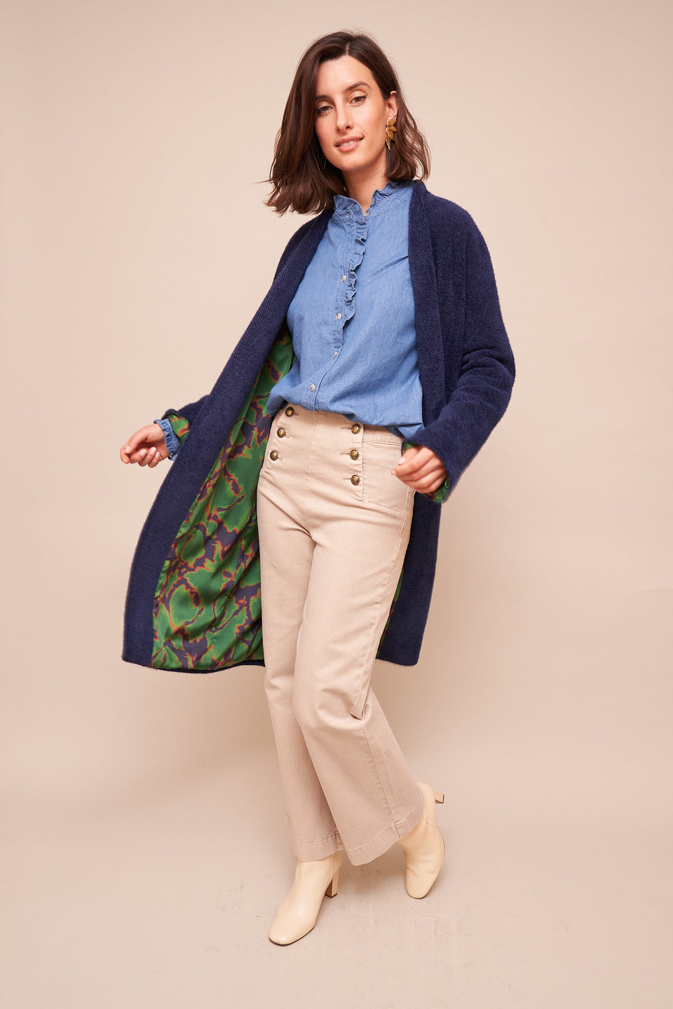 Manteau Sarah miel Marine - Image 1