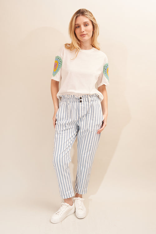 Pantalon ILVA 61103 Rayé Bleu