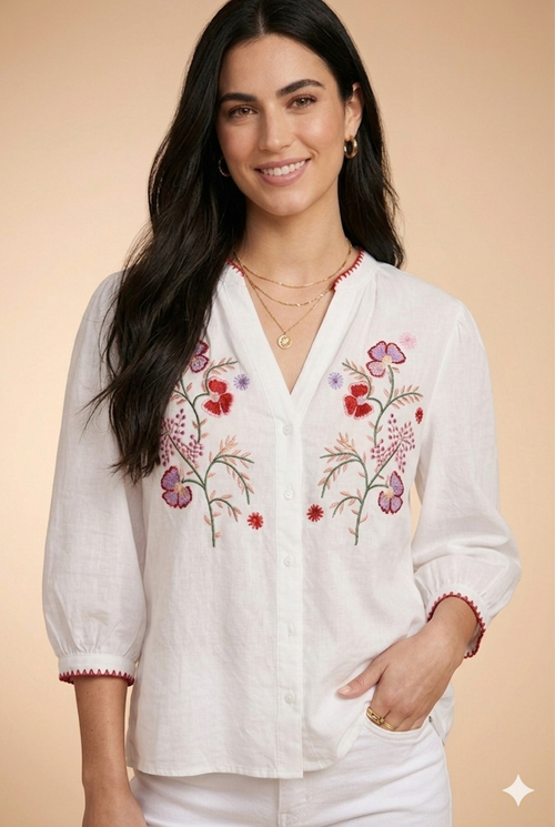 Chemise Yes 30617 Ecru-Rouge