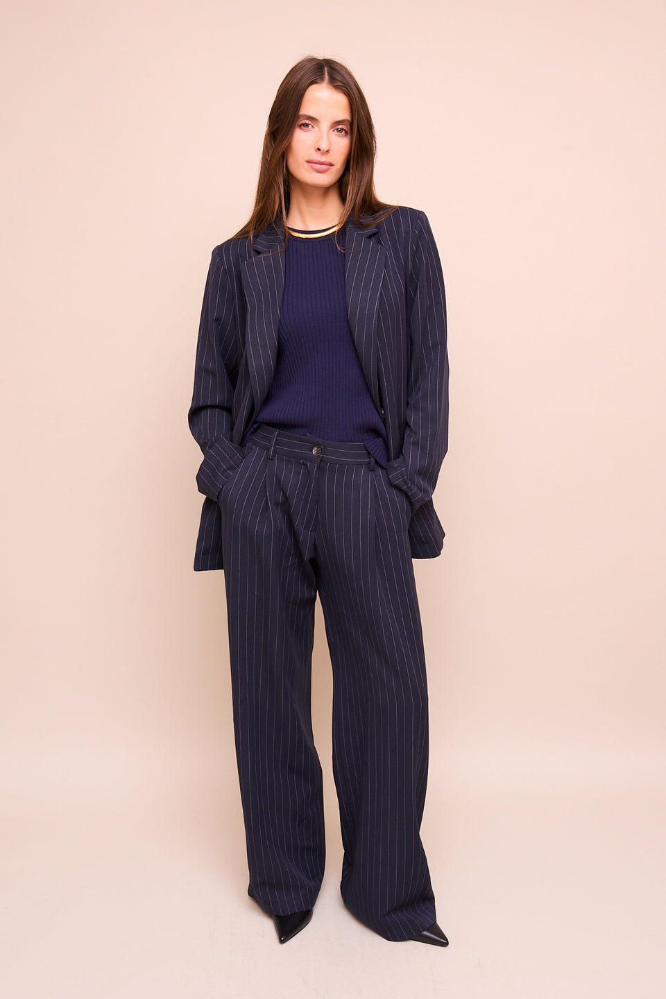 Blazer Beatrice Marine rayé - Image 3