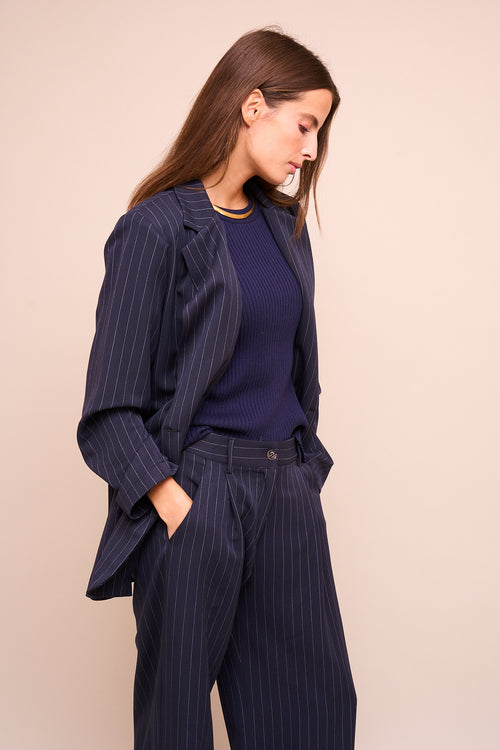 Blazer Beatrice Marine rayé